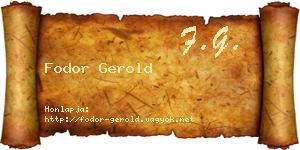Fodor Gerold névjegykártya